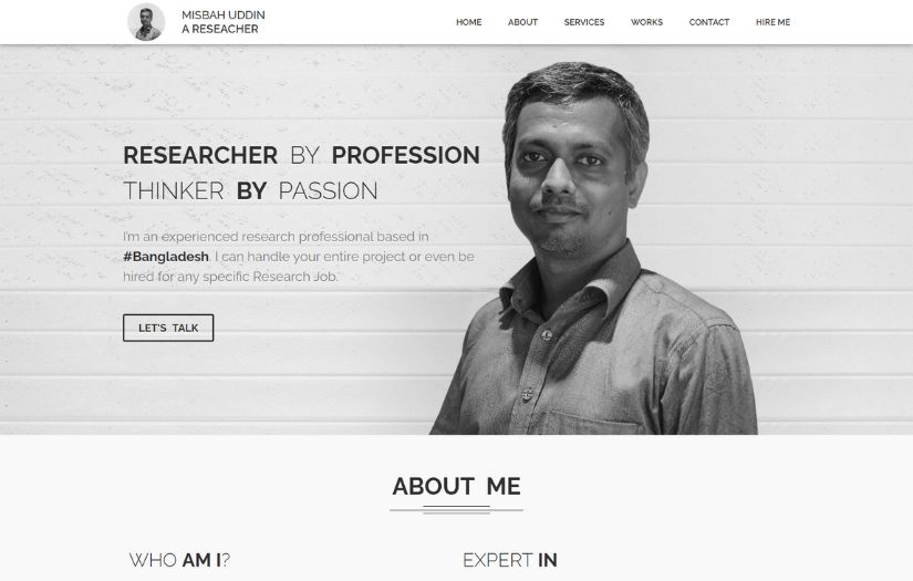 Portfolio Website for Freelance Researcher screenshot 1