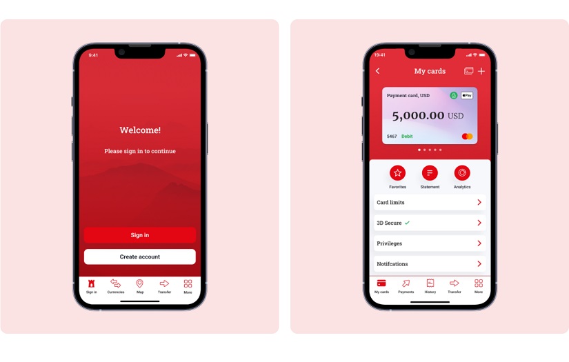 Mobile banking app screenshot 1