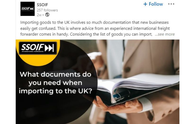 Content Management on LinkedIn for Customs Bureau screenshot 2