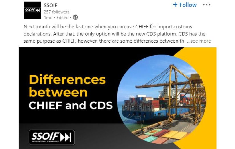 Content Management on LinkedIn for Customs Bureau screenshot 3