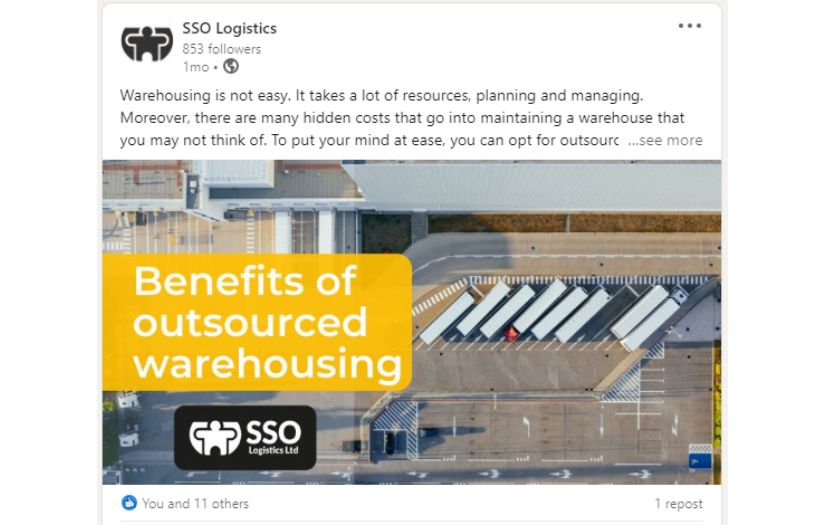 Content Management on LinkedIn for Transport Company screenshot 2