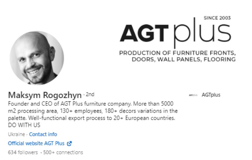 Social Selling on LinkedIn for the Ukrainian Furniture Manufacturer screenshot 2