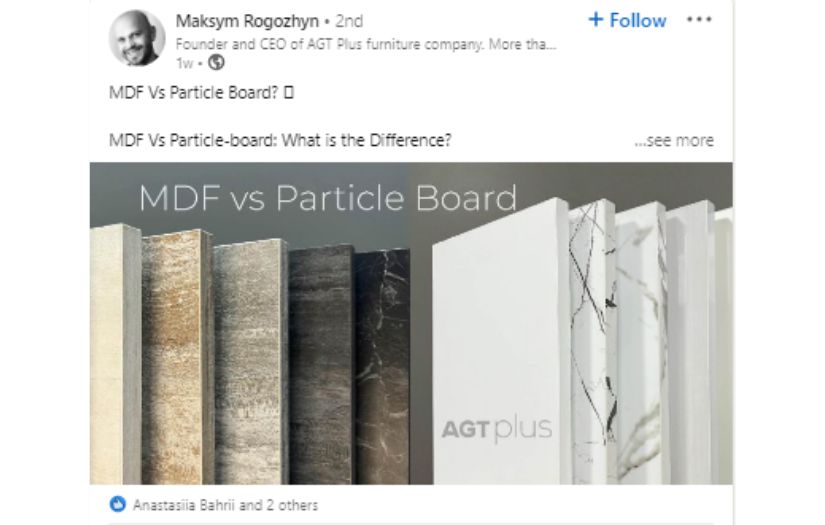 Social Selling on LinkedIn for the Ukrainian Furniture Manufacturer screenshot 1