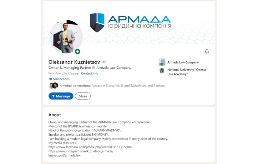 Brand Packaging and Business Network Expansion on LinkedIn for Legal Company screenshot 2