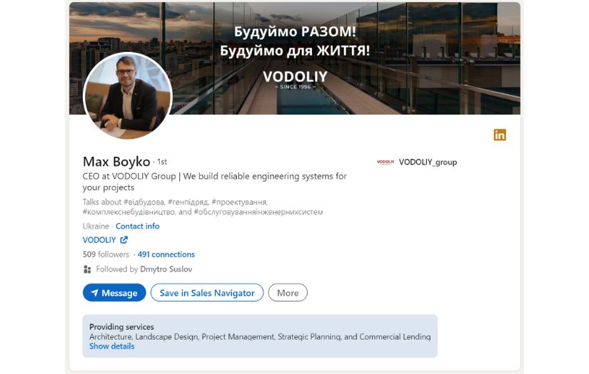 LinkedIn Brand Packaging for Construction Company screenshot 1