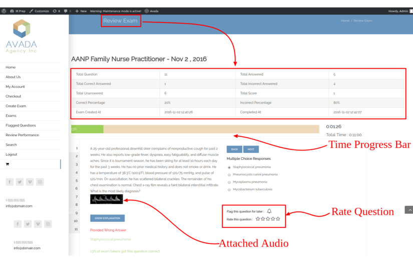 The online Exam management software screenshot 1