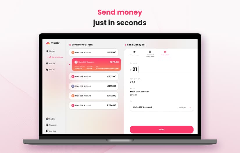 Muniy – web banking application screenshot 4