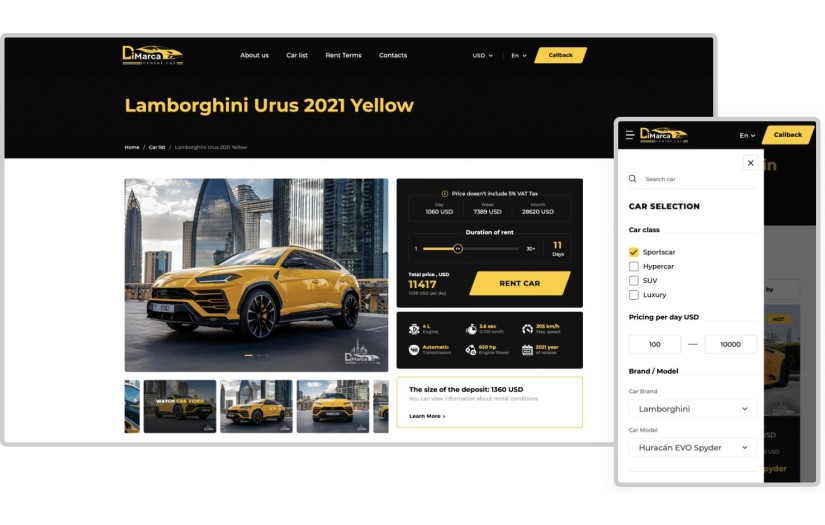Web development for company Luxury car in Dubai screenshot 1