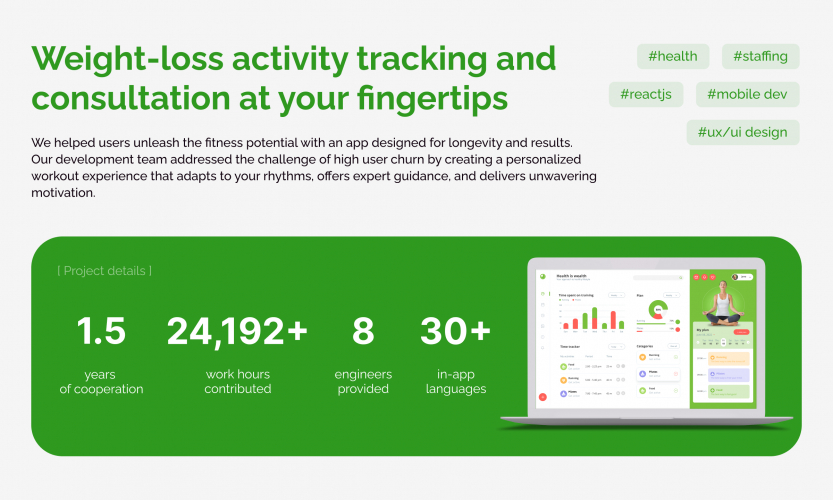 Weight loss mobile app screenshot 1