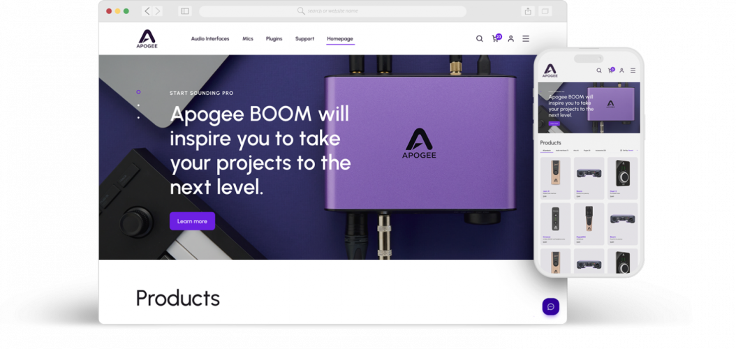 Apogee Electronics website screenshot 4
