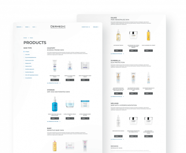 Dermedic website screenshot 2