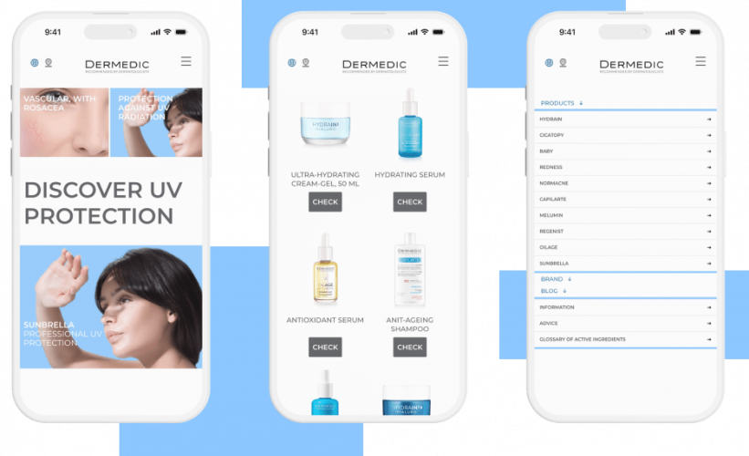 Dermedic website screenshot 1
