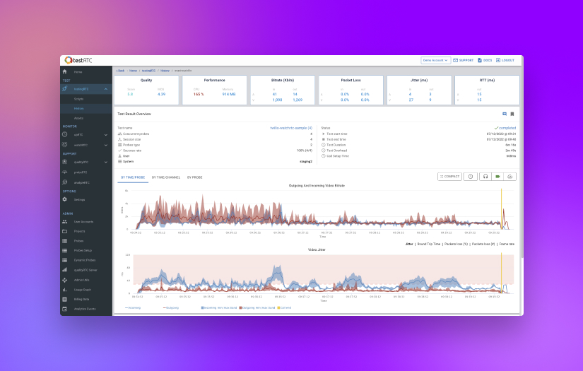 testRTC - Saas Platform for monitoring your WebRTC-based applications screenshot 1