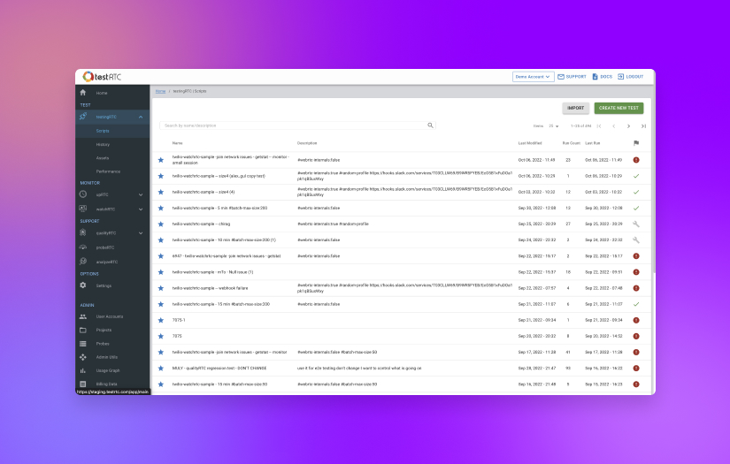 testRTC - Saas Platform for monitoring your WebRTC-based applications screenshot 6