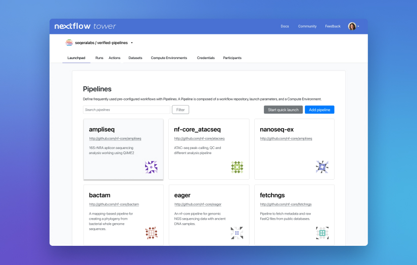 Nextflow Tower - Platform for managing data analysis pipelines screenshot 1