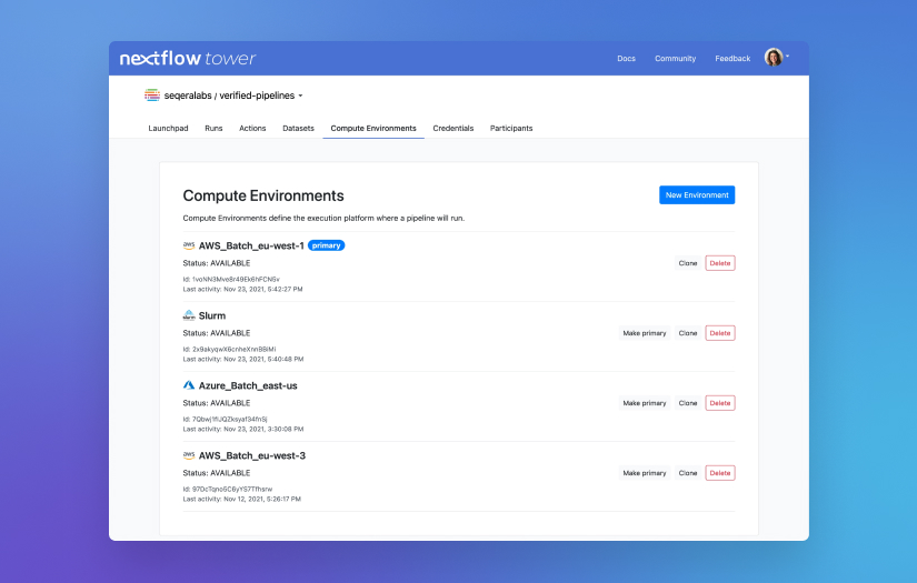 Nextflow Tower - Platform for managing data analysis pipelines screenshot 3