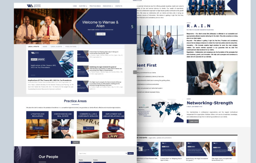 Wamae & Allen Advocates Website development screenshot 1