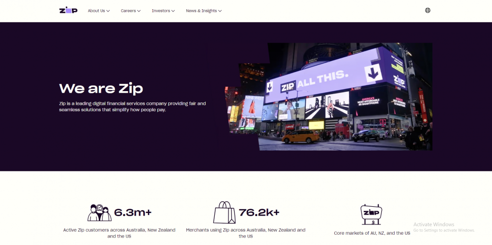 ZIP (Digital Financial Services) Website screenshot 1
