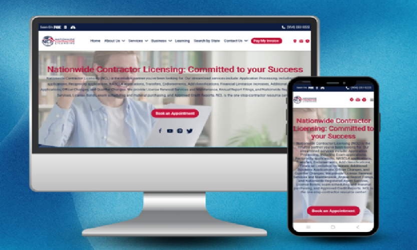 Nationwide Contractor Licensing Website screenshot 1