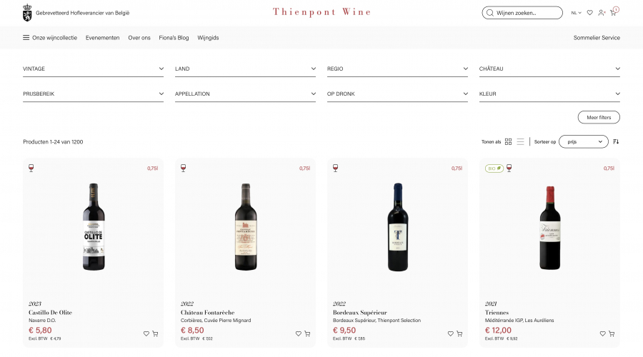 Revamped e-commerce for Thienpont Wine screenshot 1