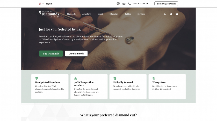 Selling the finest diamonds with M2 & Hyvä theme screenshot 1