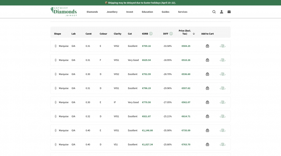 Selling the finest selection of diamonds with M2 & Hyvä theme screenshot 2