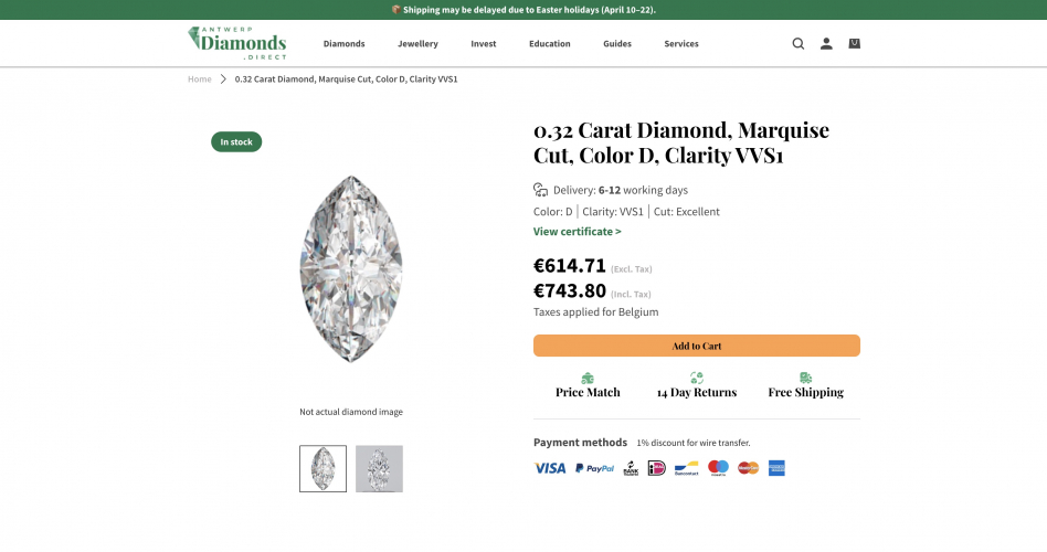 Selling the finest selection of diamonds with M2 & Hyvä theme screenshot 4