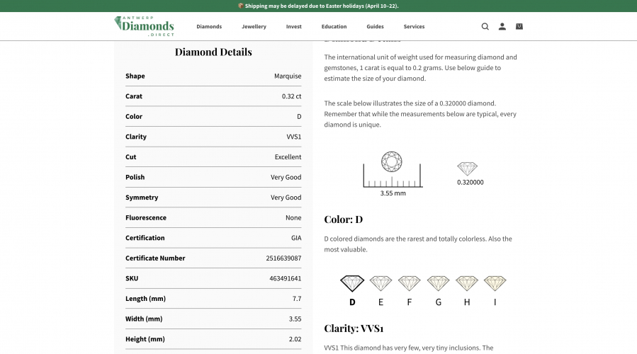 Selling the finest selection of diamonds with M2 & Hyvä theme screenshot 5