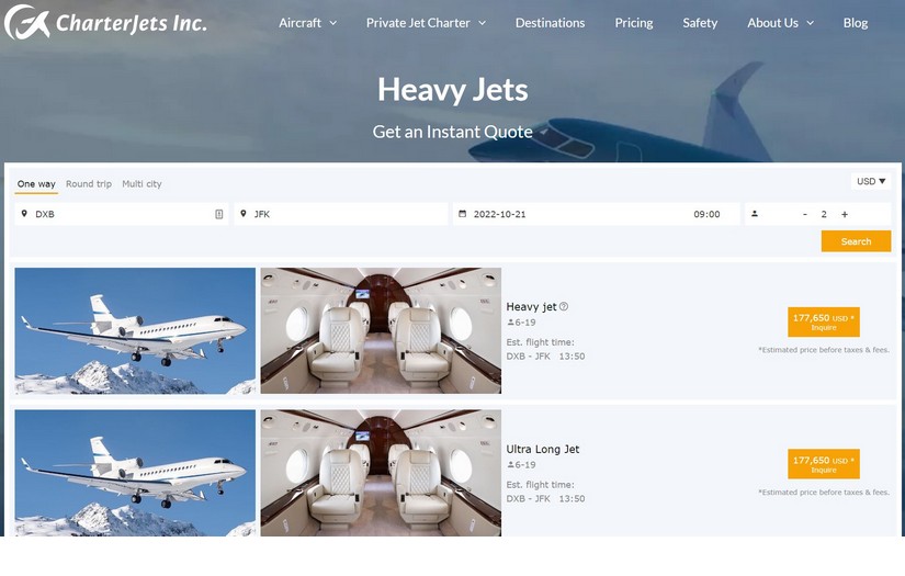 Website creating for Charterjetsinc.com screenshot 1