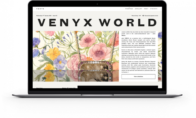 Venyx: Website Development and maintenance for a luxury jewellery brand, Venyx. screenshot 1