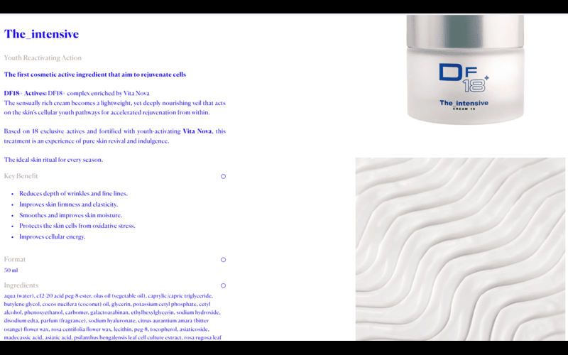 DF18+ Cosmetics – Luxury Skincare Redesign & Performance Optimization screenshot 1