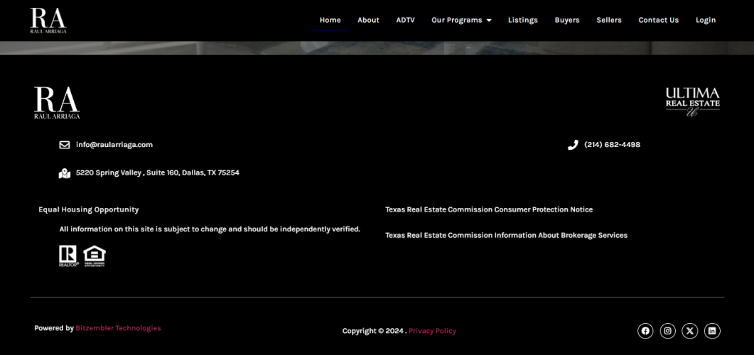 Raúl Arriaga Real Estate Website using WordPress screenshot 1