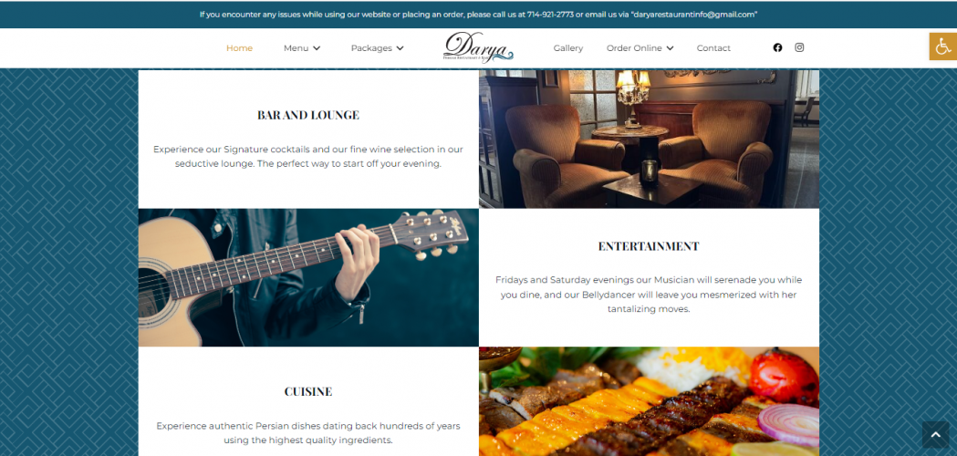Restaurant Website using WordPress screenshot 2