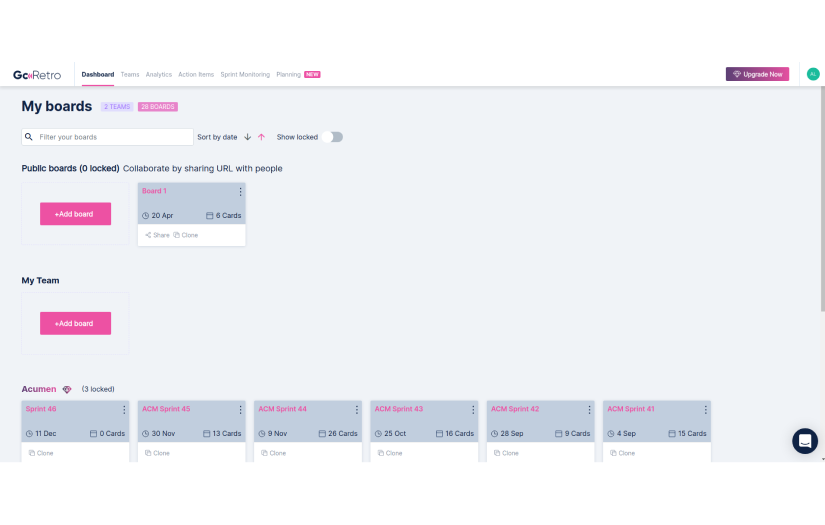 GoRetro screenshot 2