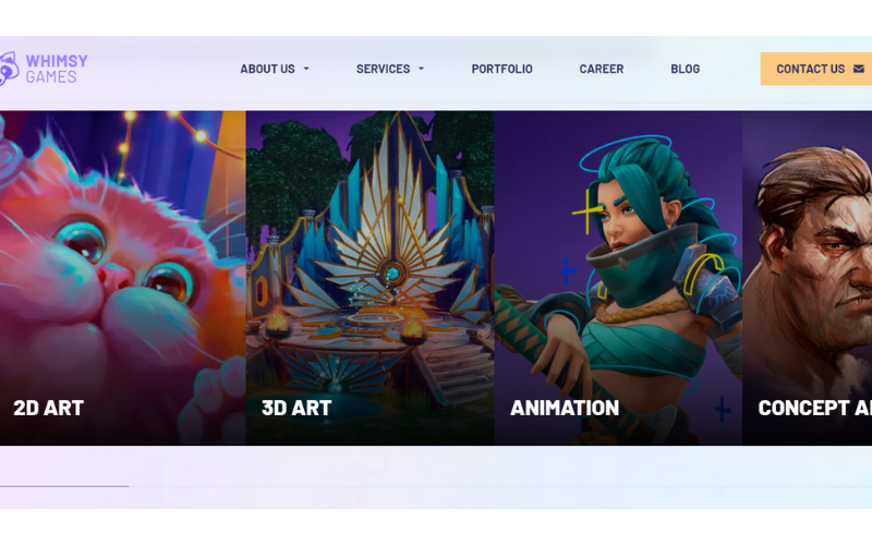 Website for Whimsy Games screenshot 2