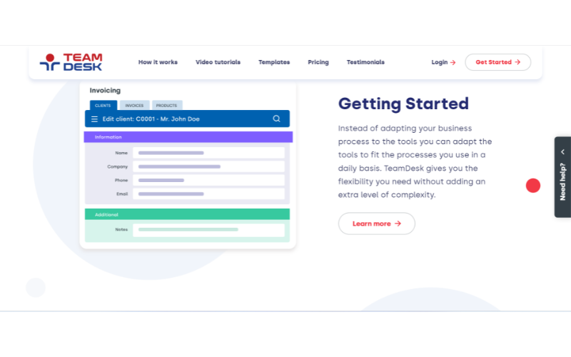 Website for Team Desk screenshot 3