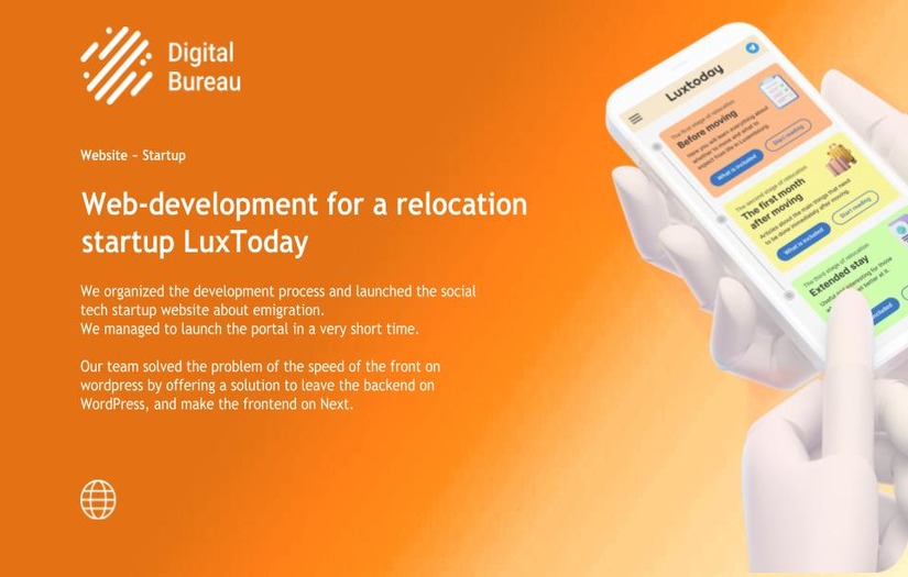 Web-development for relocation startup LuxToday screenshot 1