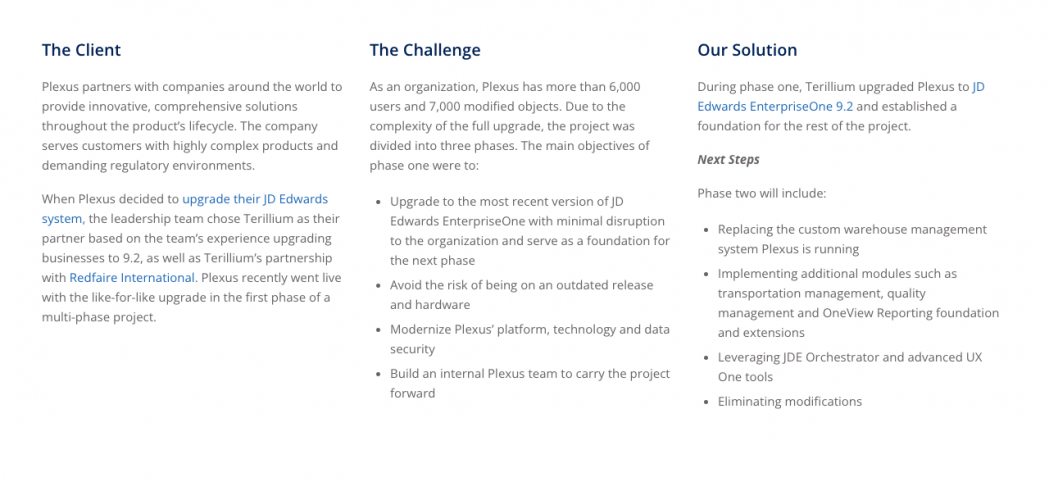 Plexus Corp. Modernizes ERP Platform with JD Edwards EnterpriseOne 9.2 Upgrade screenshot 2