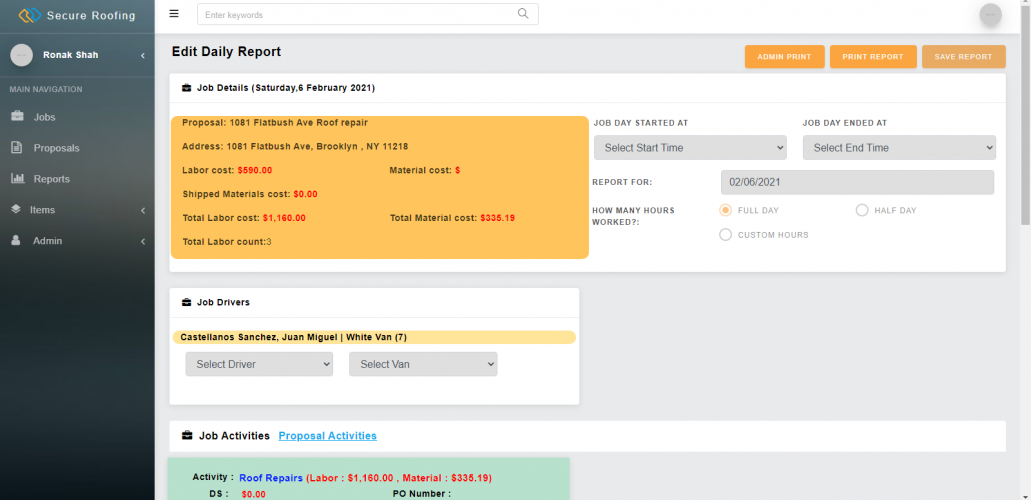 SecureRoofing: ERP screenshot 1