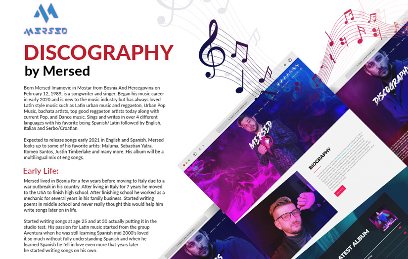 Custom Website Designing & Development - Mobile App Development - Social Media Marketing - Search Engine Optimization - Youtube Marketing - Branding - Website Maintenance  |||  Mersed Imamovic - Songwriter and Singer screenshot 3