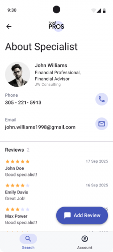 Mobile-first platform for finding local professionals screenshot 2