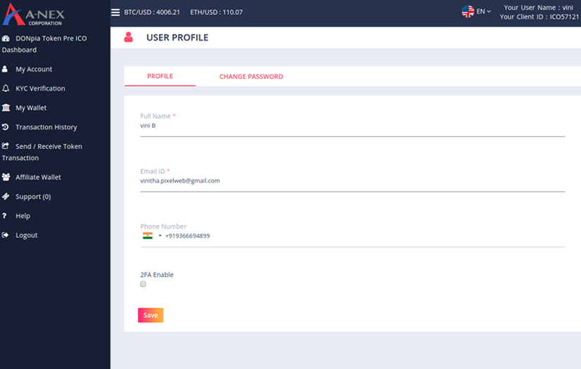 ICO Crowd sale web platform screenshot 1