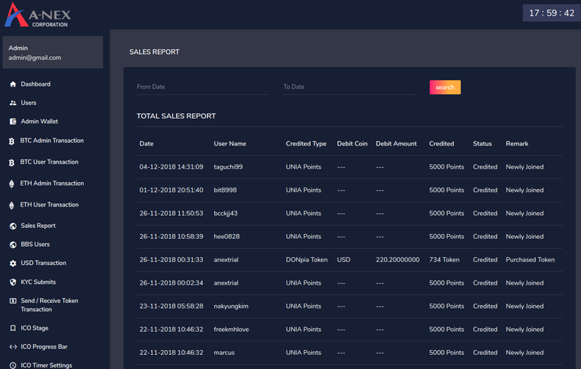 ICO Crowd sale web platform screenshot 2