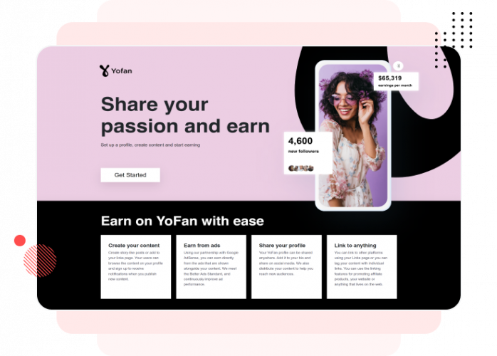  Social media and content monetization platform screenshot 1