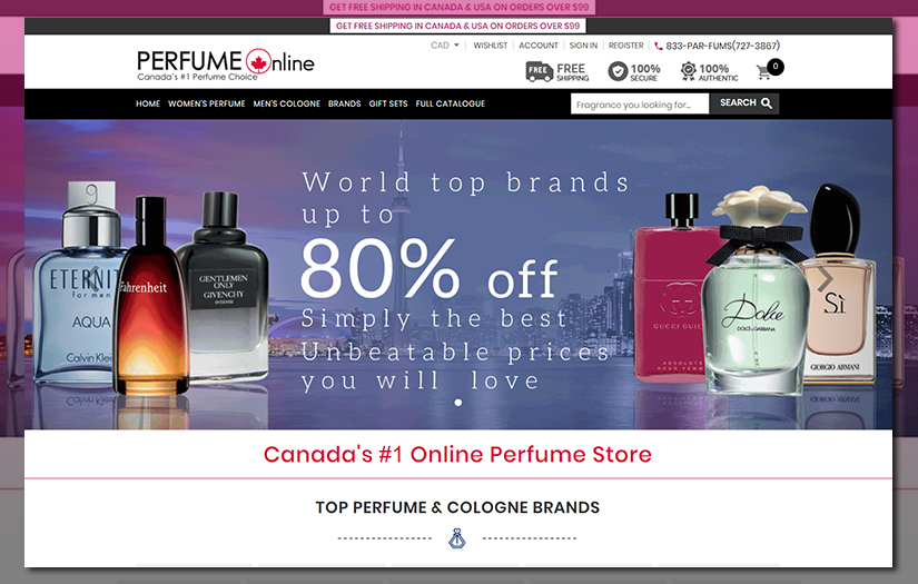 eCommerce Website Development for Perfume Online Canada screenshot 1