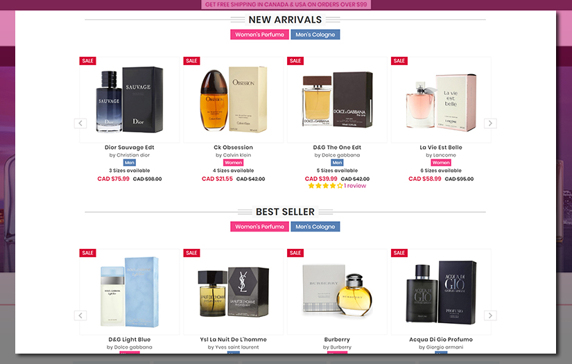 eCommerce Website Development for Perfume Online Canada screenshot 2