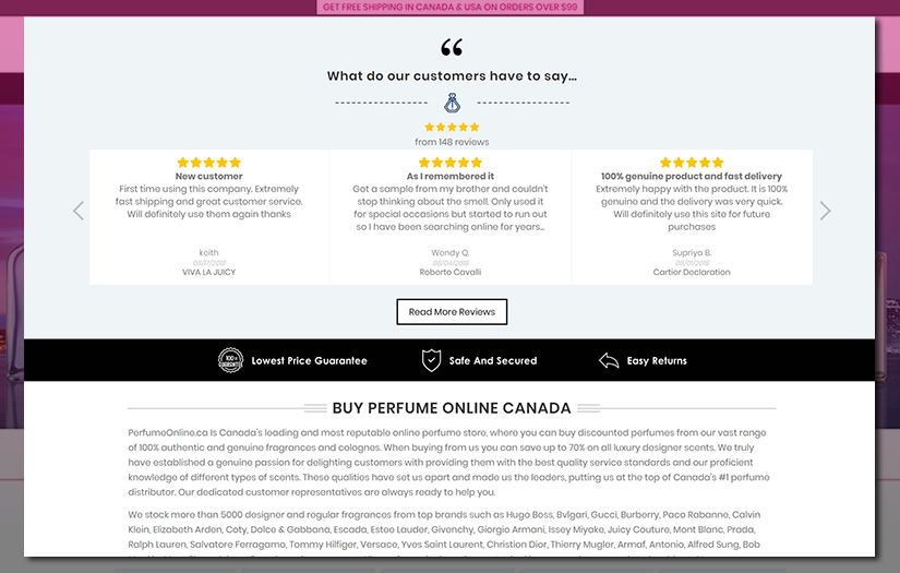 eCommerce Website Development for Perfume Online Canada screenshot 3