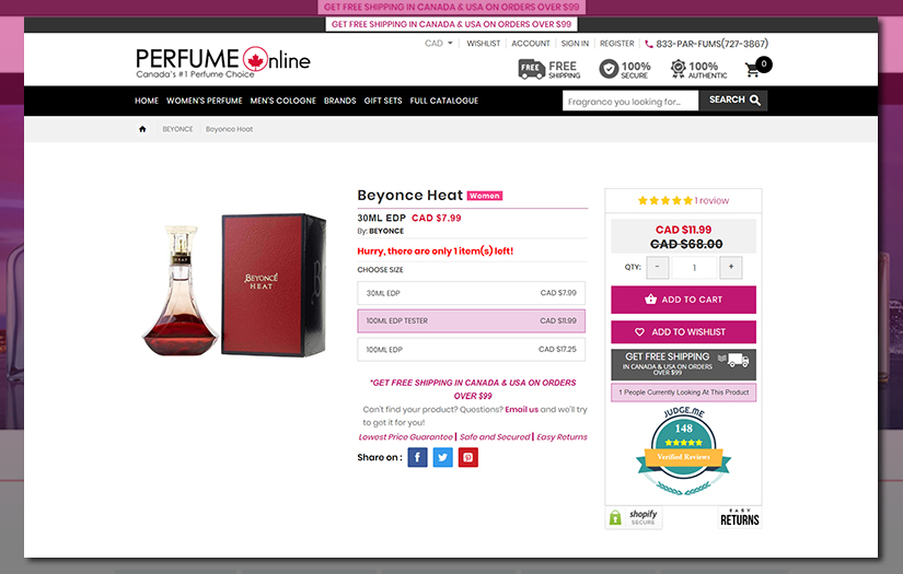 eCommerce Website Development for Perfume Online Canada screenshot 5