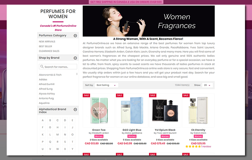 eCommerce Website Development for Perfume Online Canada screenshot 6