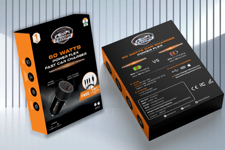 Fast Car Charger : Box Packaging Designing - PRIVON screenshot 1